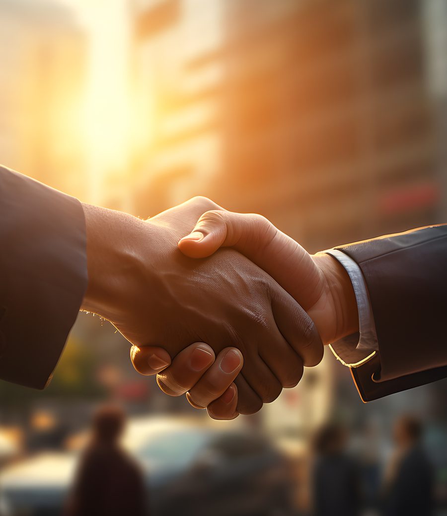 Attorney shaking hands with a client